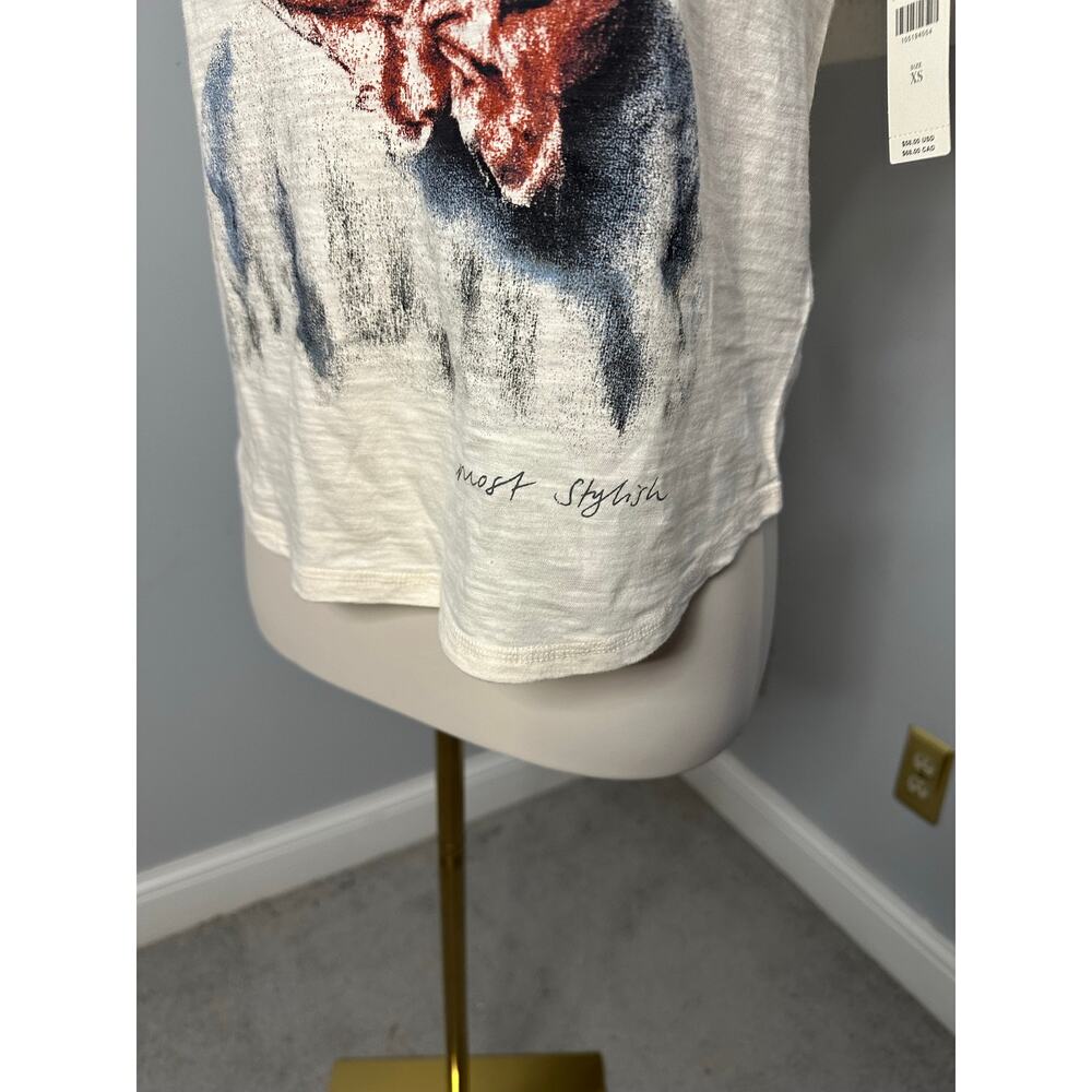 NWT Pilcro x Anthropologie Bennie Short-Sleeve Cat Scarf Toboggan Icon Tee Sz XS - Picture 6 of 7